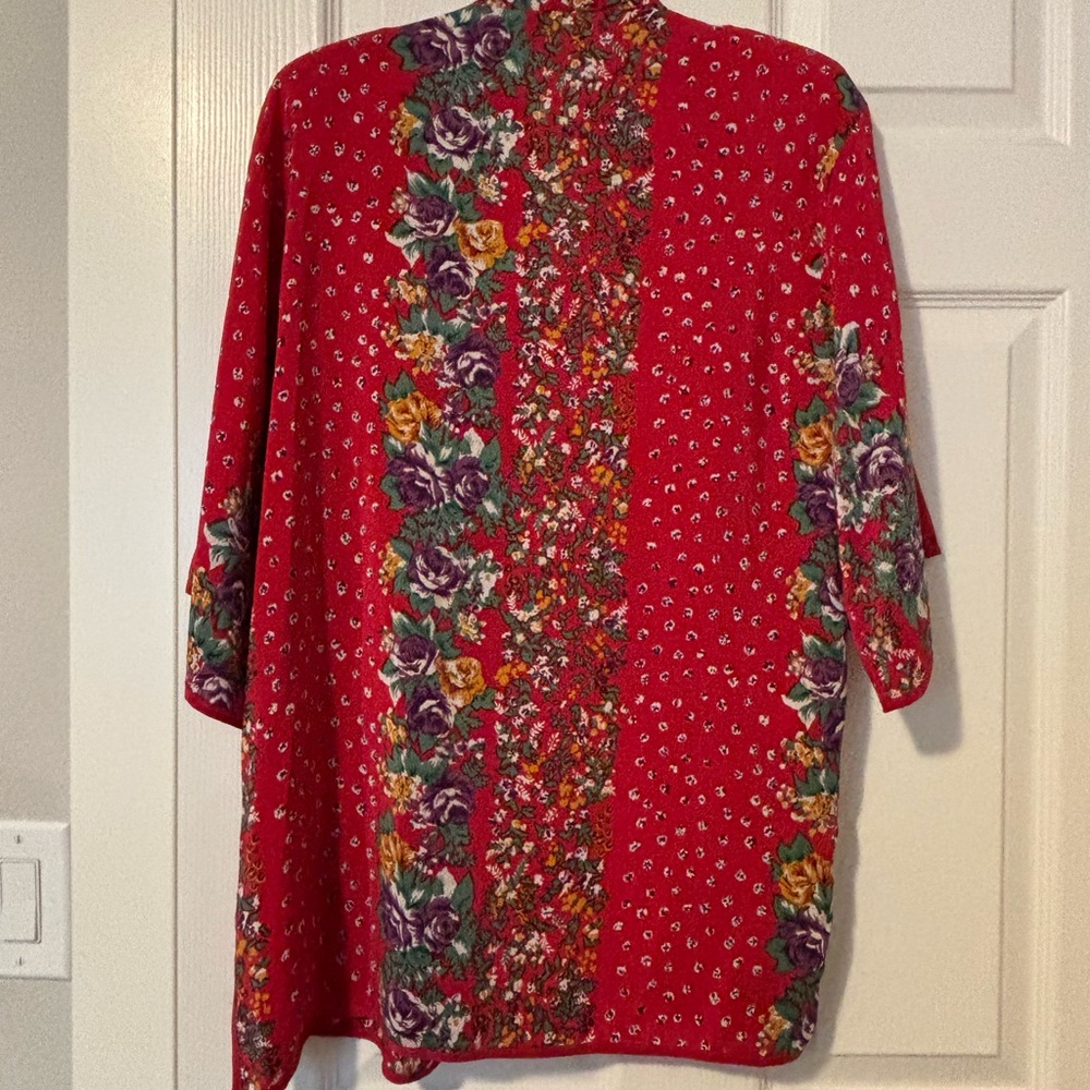 Floral Red Kimono Cardigan - Picture 4 of 7